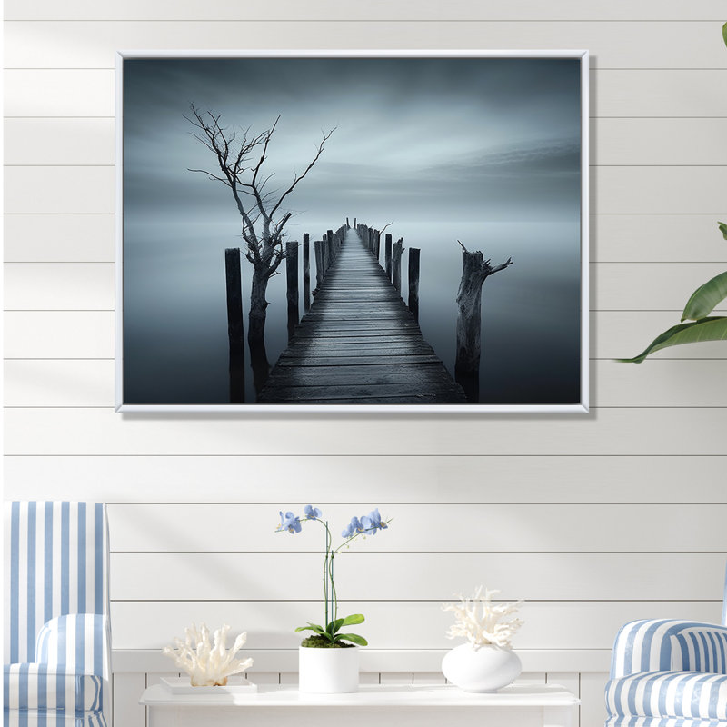 Rayfield - plage et océan, art mural sur toile, Cadre flottant blanc, H 12 po x l 20 po x P 1 po