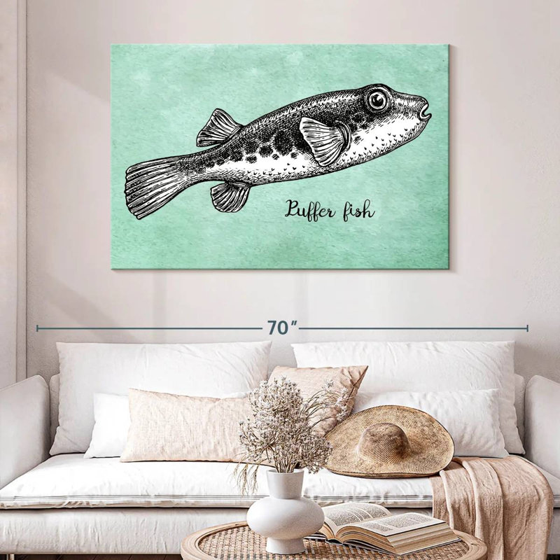 Puffer Fish In Black, 32" H x 48" W