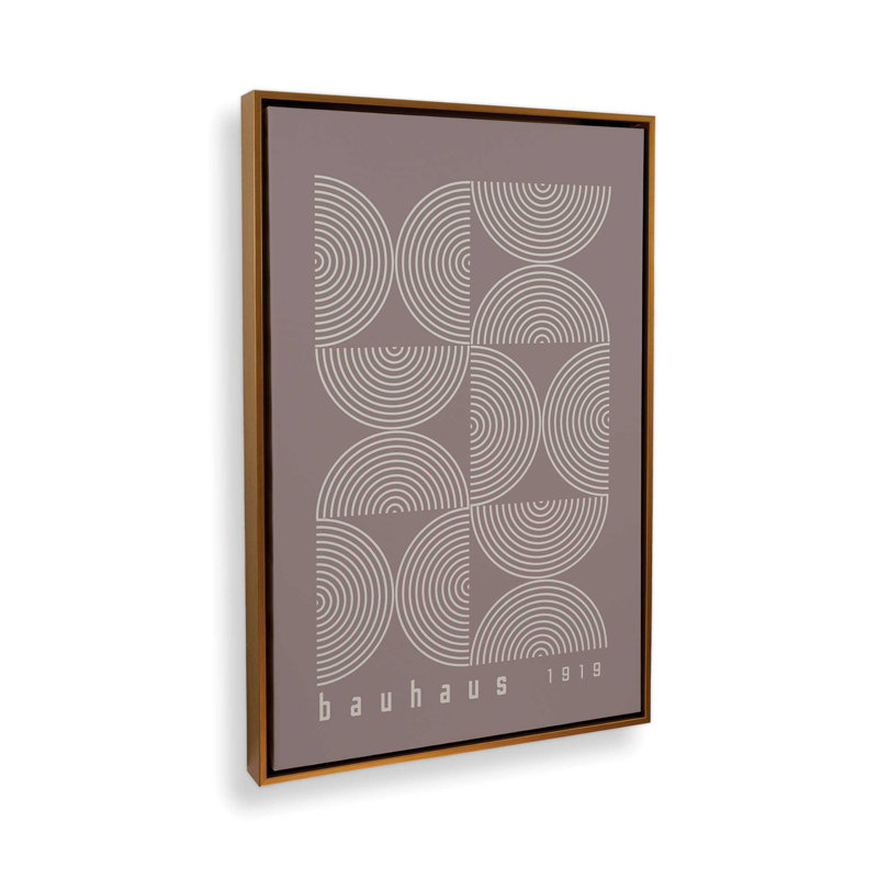Affiche de composition Bauhaus, Taupe chaleureux, Cadre flottant or poli, H 48,75 po x l 32,75 po