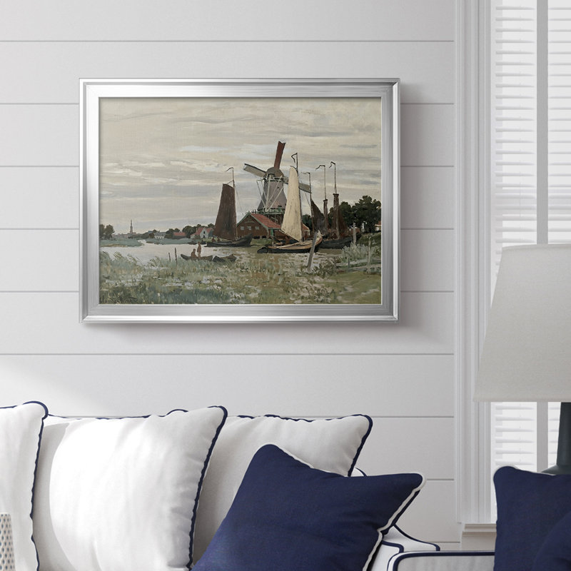 Moulin à vent à Zaandam - Claude Monet - Toile tendue avec châssis, 1871, 18,5 x 24,5, Toile avec cadre, Argent