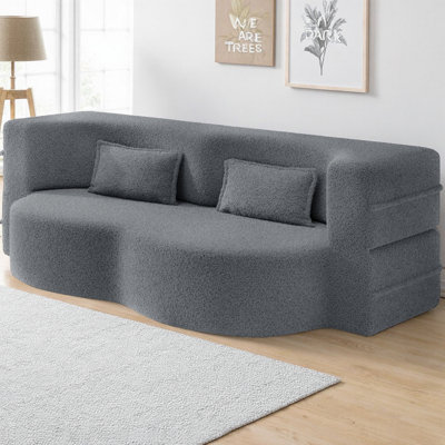 Canapé-lit moderne au sol pour lit simple, canapé-lit pliant en tissu avec matelas de 15 po et 2 coussins, canapé convertible à 2 places pour le salon, la chambre d'amis, aucun assemblage requis
