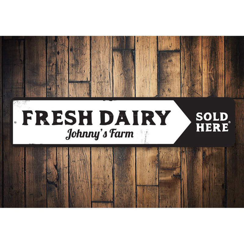 Fresh Dairy Sign - 4" X 18", 6" H x 24" W x 0.063" D
