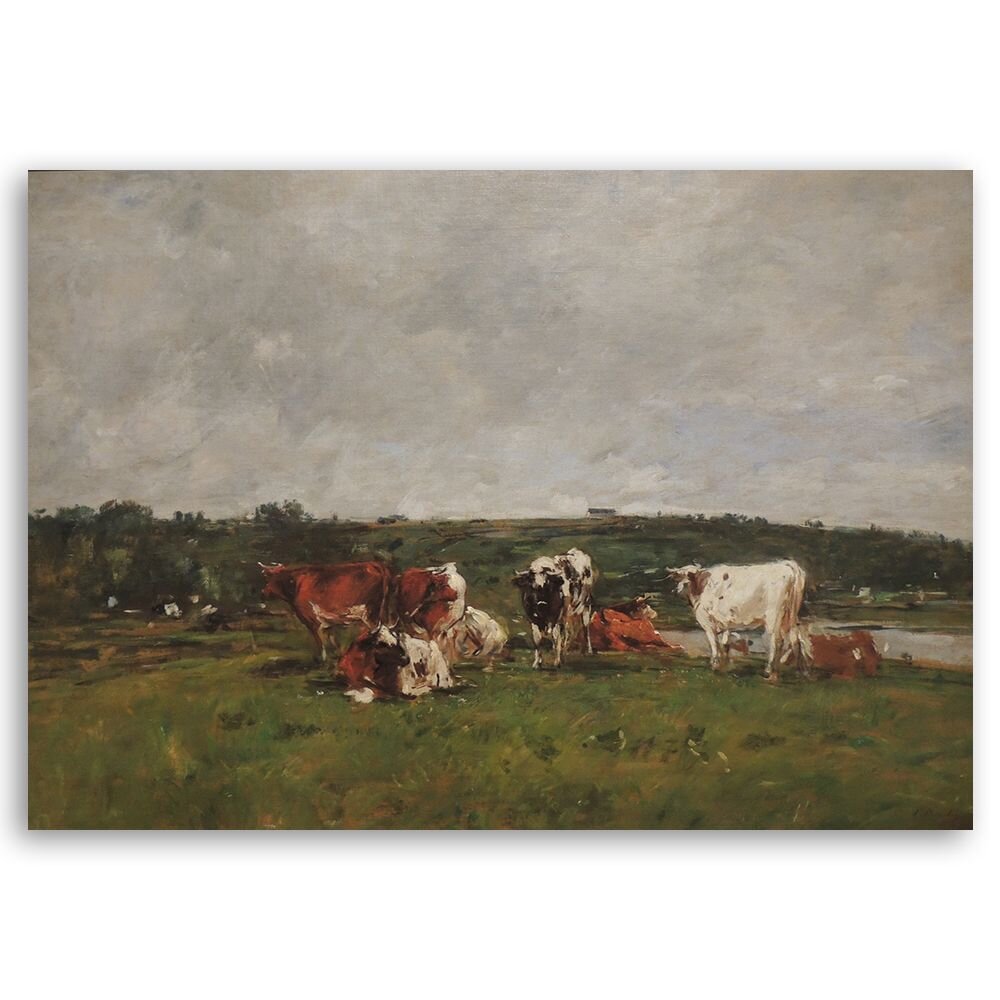 Gerahmtes Leinwandbild Vaches Au Pâturage von Eugène Boudin