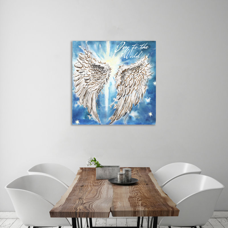 Watercolor Angel's Wings: Joy To The World, toile tendue avec châssis, H 48 po x l 48 po x P 1,5 po
