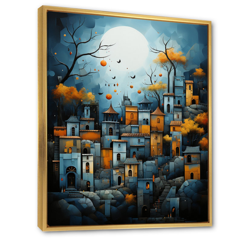 Petrigno " Cityscape Exquisite Blue I " Color Photography Print, 44" H x 34" W x 1.5" D, Gold Floater Framed