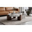 Ensemble de 2 tables basses gigognes - Table basse moderne effet marbre blanc avec table d'appoint en verre trempé, tables d'appoint gain de place pour le salon