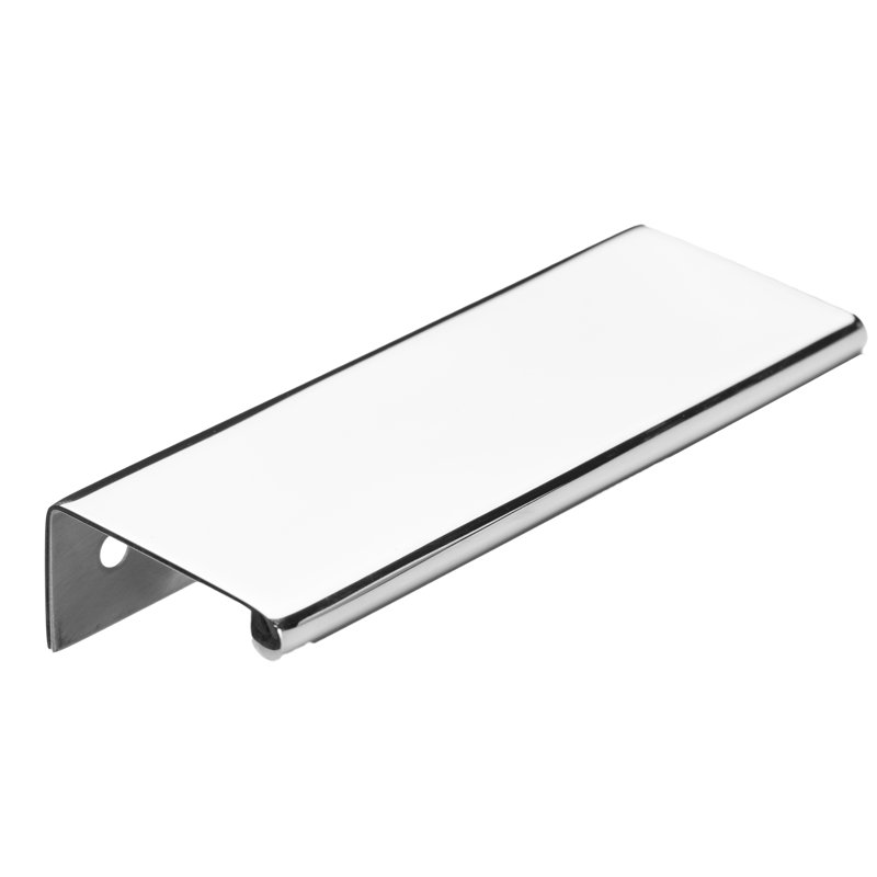 Modern Cabinet Finger Edge Pull, Polished Stainless Steel, 7 9/100"