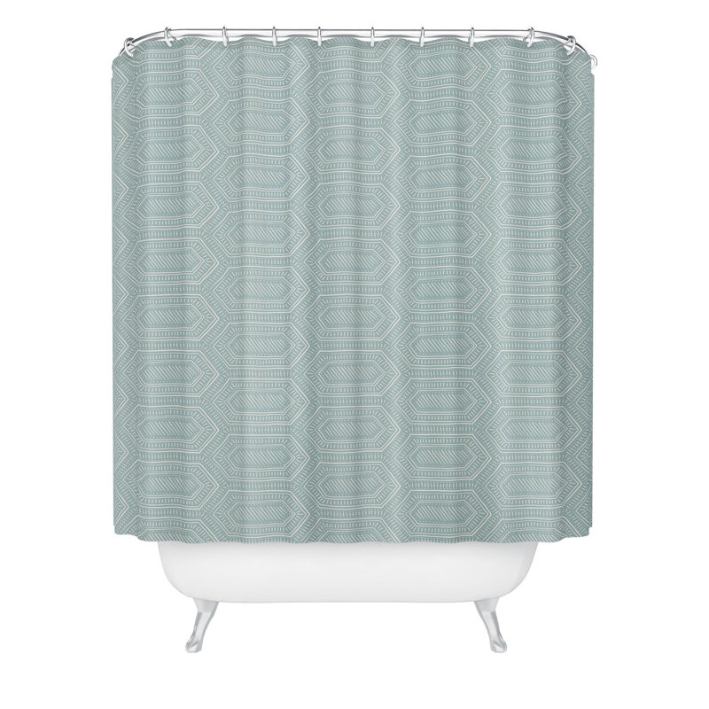 Rideau de douche Little Arrow Design Co, Bleu géométrique