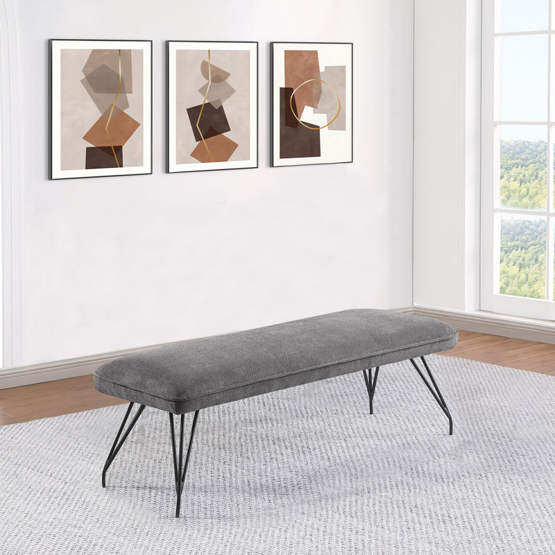 Banc de salle à manger rembourré en tissu Vestel, Gris