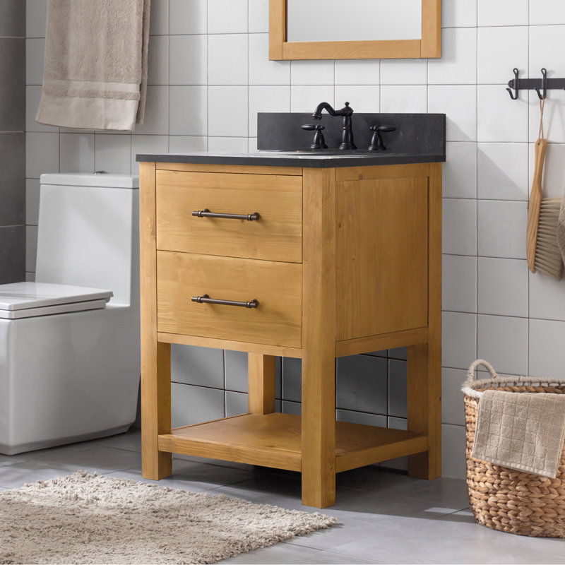 Keri 24'' Single Bathroom Vanity with Top, Tan/Antique Black