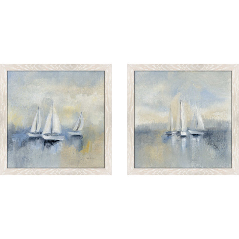 Morning Sail II - ensemble de 2 reproductions d'art sur papier encadré, H 16,5 po x l 33 po x P 1 po, Pas de tapis