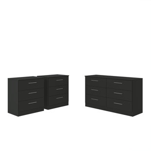 Montigny Modern 3-piece Bedroom Set: 6-drawer Dresser & Two 3-drawer Chests