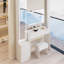 Table de coiffeuse avec armoire à miroir à DEL et tabouret rembourré