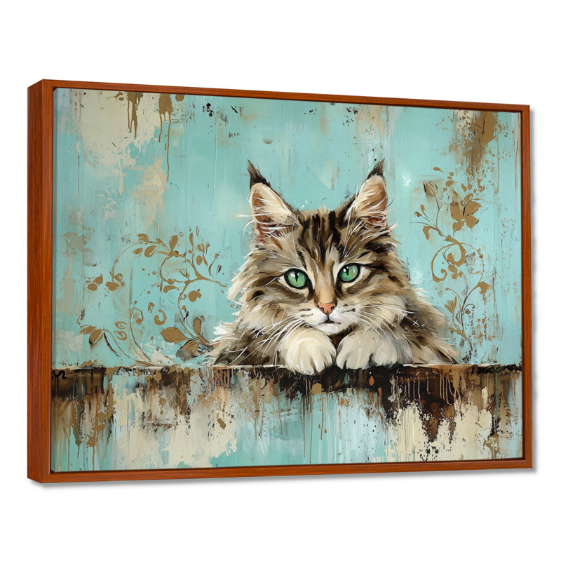 Chat rétro Playful Kitty II - décoration murale chat, H 34 po x l 44 po, Brun