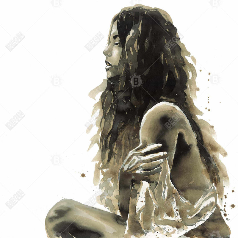 Femme en sépia, reproduction sur toile, H 36 po x l 36 po