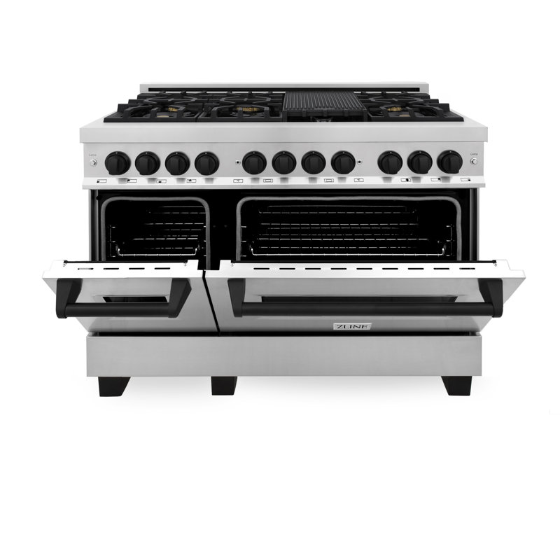 ZLINE Autograph 48" Legacy Dual Fuel Range w/ 7 Burners, Matte Black Stainless Steel