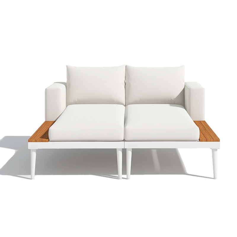 Méridienne double 55 po, Blanc, Beige