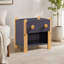 Table de chevet contemporaine bicolore avec tiroir lisse et étagère ouverte, meuble de chambre en bois, 1 pièce-1076467344