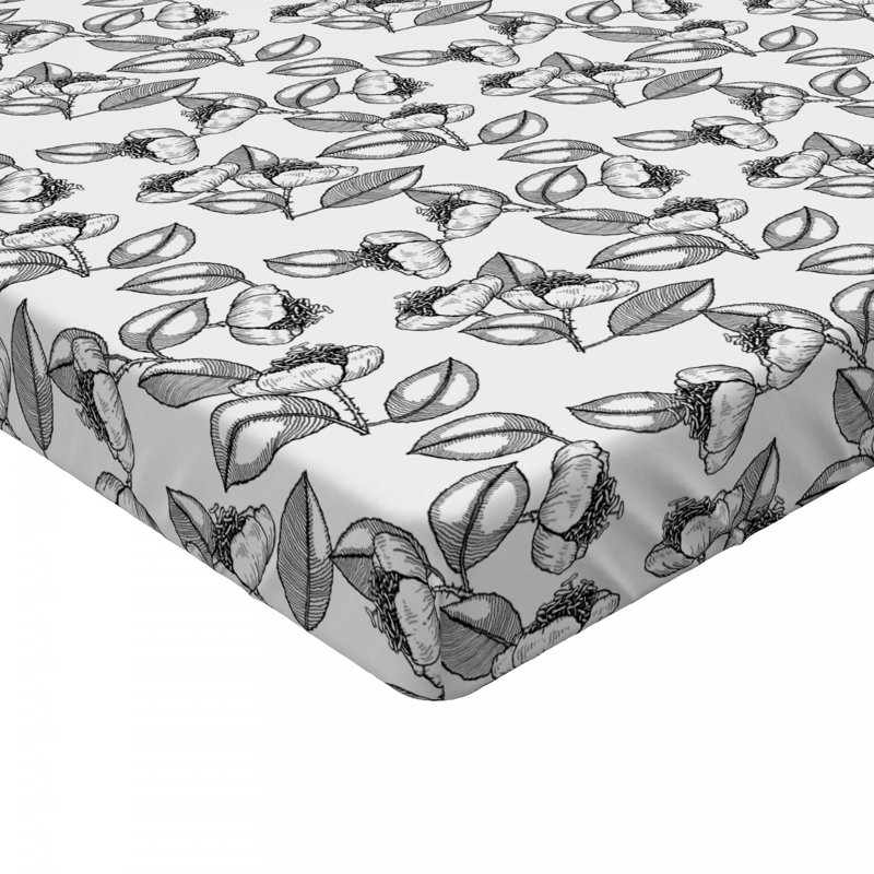 Microfiber Floral Fitted Sheet, Queen Fitted Sheet, Dark Gray Floral