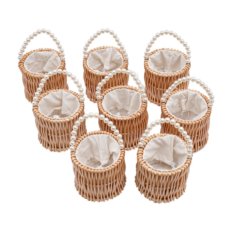 8 pièces panier de fleurs en rotin et osier pour décoration de mariage