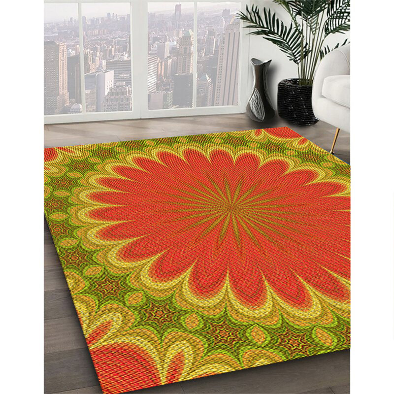 Tapis jaune tissé à la machine, Rectangle 8 pi x 12 pi