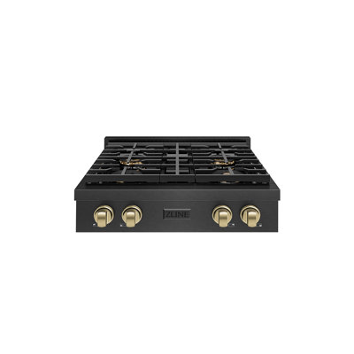 ZLINE Autograph 30 in. Paramount DuoPro Gas Rangetop in Black Satin Steel and Bronze Accents