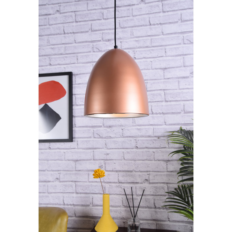 Luminaire suspendu en forme de cloche à 1 lumière Beaudry, H 10,5 po x l 9,5 po x p 9,5 po, Miel doré