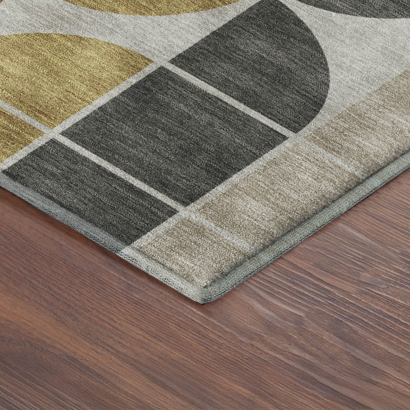 Premium Machine Washable Mayfield AMF2418 Geometric Rug, Coffee, 3' x 5'