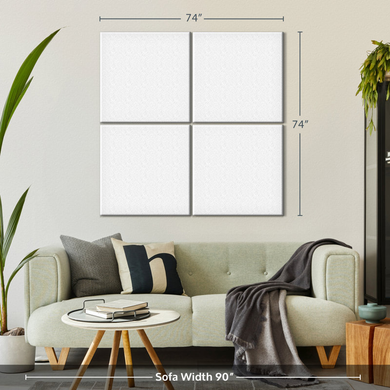 Ensemble de 4 pièces de pétales de tournesol sur toile, H 74 po x l 74 po x P 1,25 po