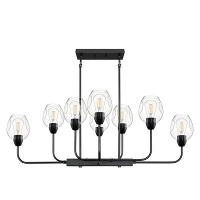 8-Light 47.24″ Black Modern Chandelier Linear Chandelier With Wine Glass  for Dining Room