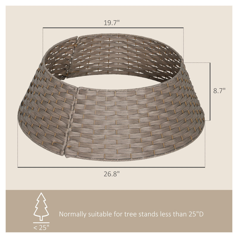 Collier pour arbre de Noël rustique tissé, base en métal et polyéthylène de 2,25 pi de couleur café, Brown