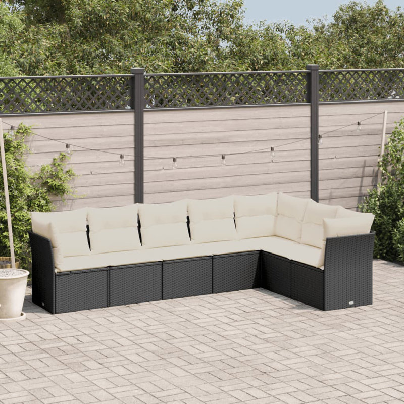 Ensemble de canapé de jardin en rotin PE Vidaxl, acier thermolaqué, polyester, Blanc
