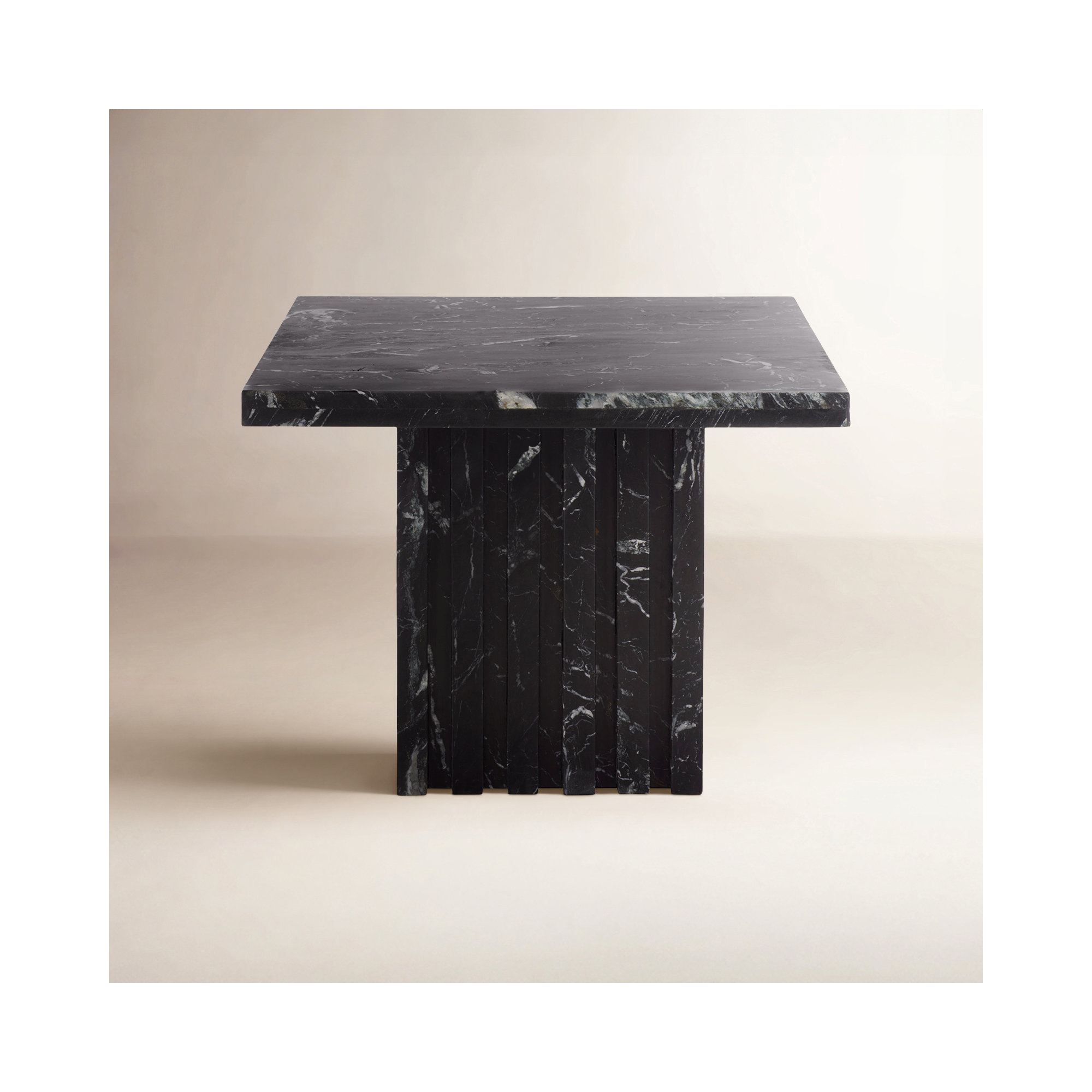 Olivia Tall Square Marble Accent Table, Black, 16" H x 21" W x 21" D