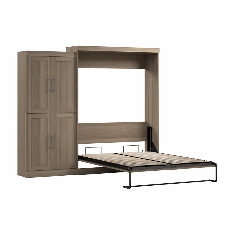 Arlex 101W Queen Wall Bed with 36W Storage Unit with Doors, Ash Gray