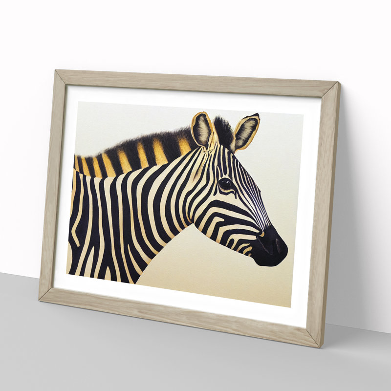 Zebra Vol.1 - Single Picture Frame Painting, 46cm H x 64cm W x 2cm D, Oak