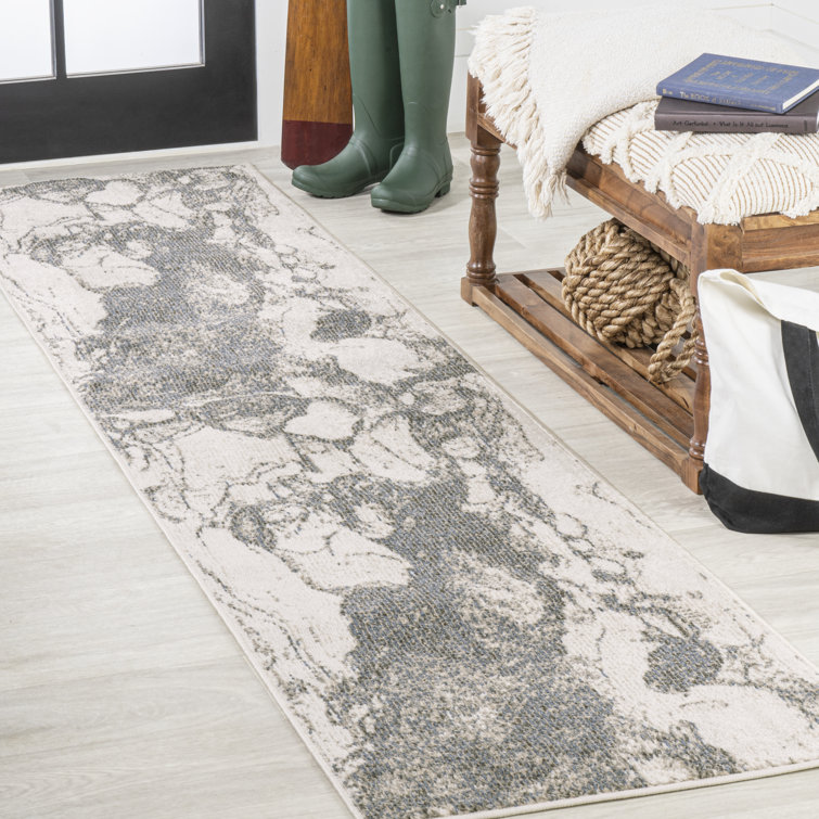 Clodovea Abstract Marbled Modern Gray/Cream Rug