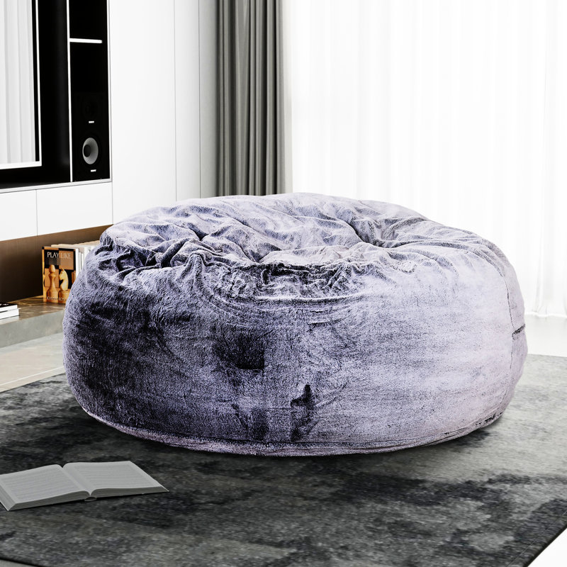 Mauve, moderne, sac de pois rond de 5 pieds, rembourrage en mousse viscoélastique, revêtement doux, mousse de style sans dossier, expédié dans une petite boîte