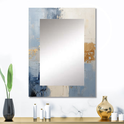 Beige et doré minimalisme scandinave II - miroir unique scandinave, grand miroir mural scandinave, impression d'art en métal