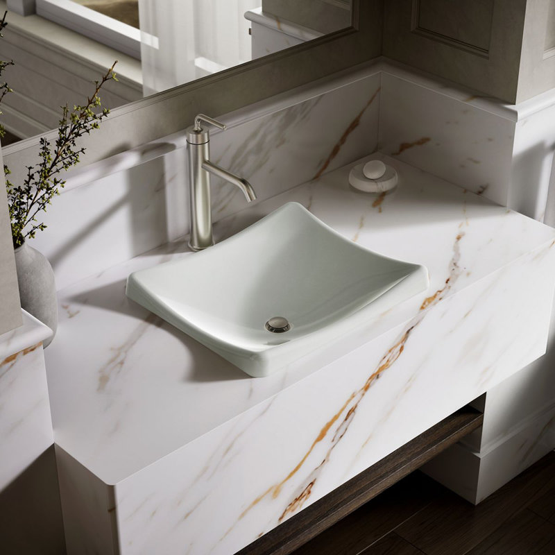 DemiLav Metal Specialty Vessel Bathroom Sink, Almond