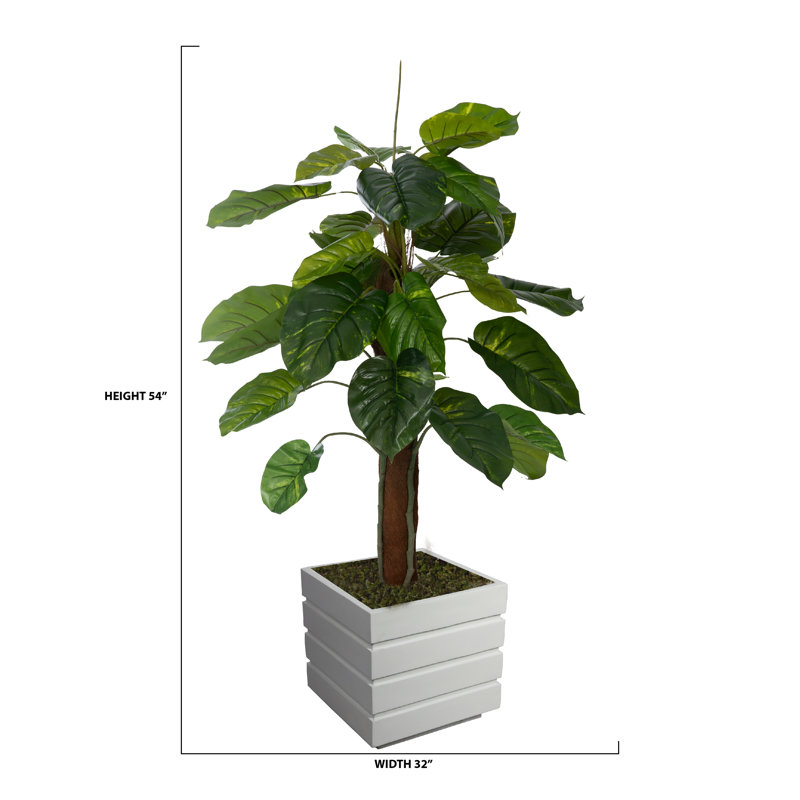 Plante à feuillage artificiel 40 po Panama, Blanc