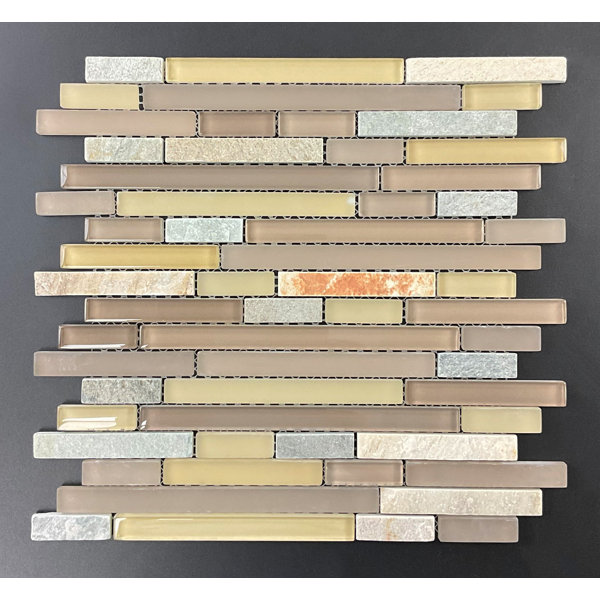 Slate and Glaass Linear Mosaic Wall Tile