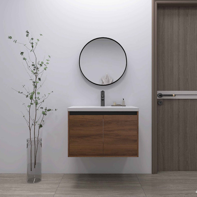 Mahe 30'' Single Bathroom Vanity with Resin Top, Brown, 30"