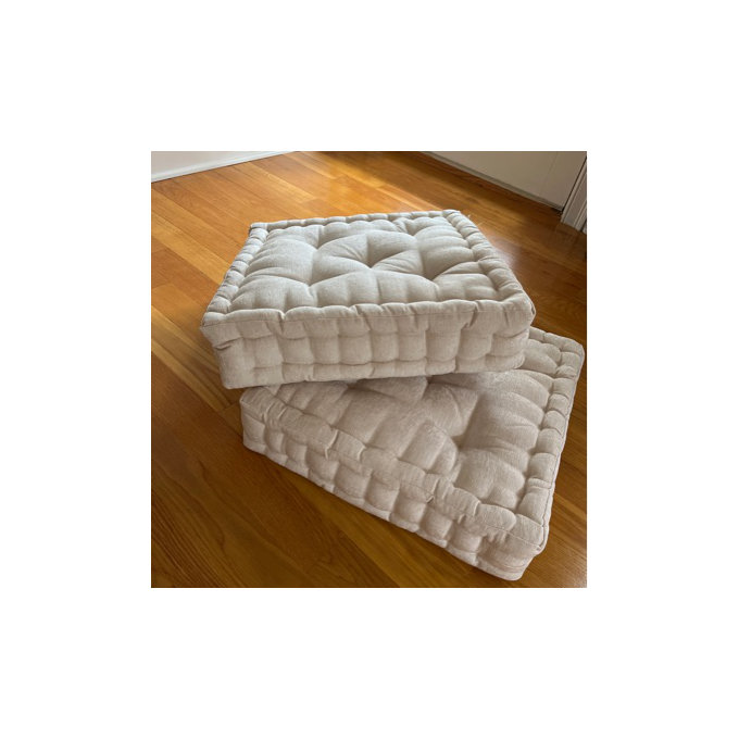 Azza Poly Chenille Square Floor Pillow Cushion - Blush, Square 24"