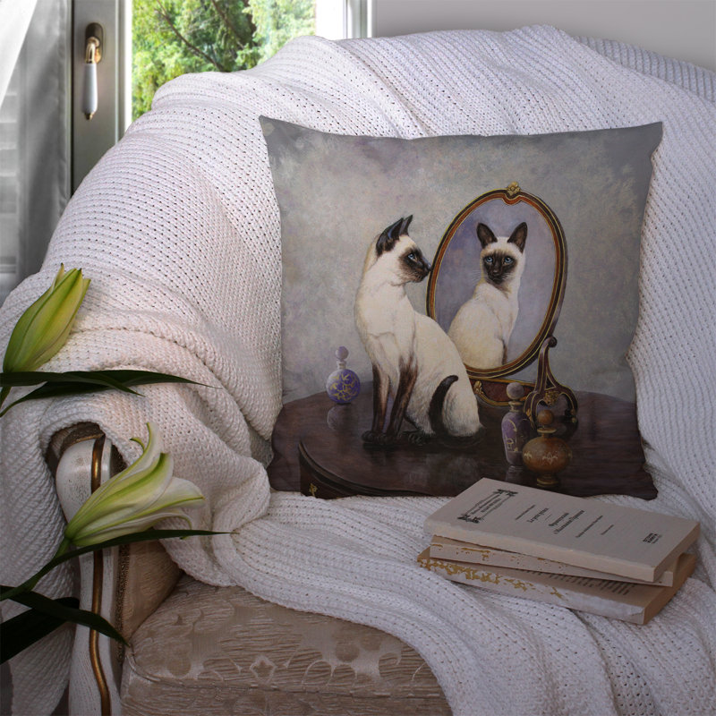  Coussin décoratif 14 "Siamese Reflection par Daphne Baxter, 14 po x 14 po