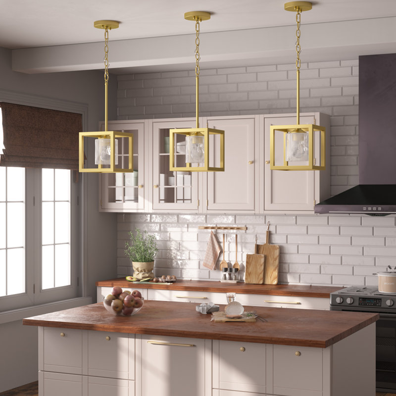 Misiak 1-Light Dimmable Single Pendant , Brass Glitter