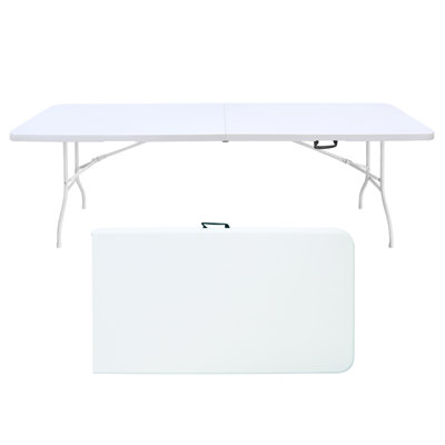 Table pliante portative en plastique 8 pi - Table d'intérieur / extérieur robuste pour le camping, les pique-niques et les fêtes