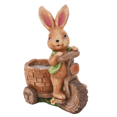 Amilliana 20.9" H Bunny Garden Statue Planter with Flower Pot