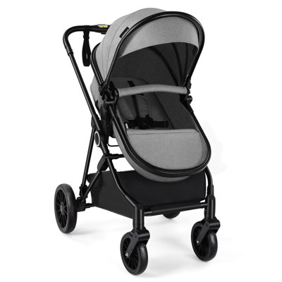 2-in-1 Reversible Seat Baby Stroller, Lightweight Foldable Travel Stroller with 5-Point Harness