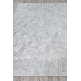 Natural Hide Cowhide Geometric Area Rug in Blue/Ivory/Beige