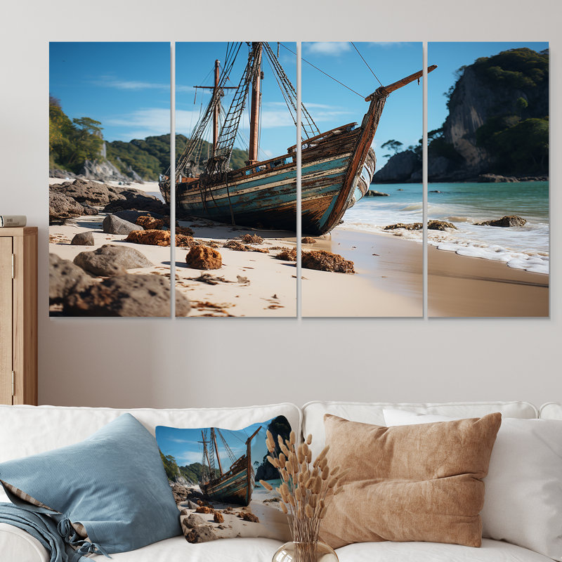 Ensemble de décorations murales 4 pièces Krabi S Coastal Cradle Tranquil Waters I - Coastal Beach, H 32 po x l 64 po